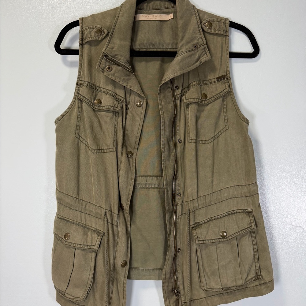Max Jeans Army Green Cargo Utility‎ Vest XS